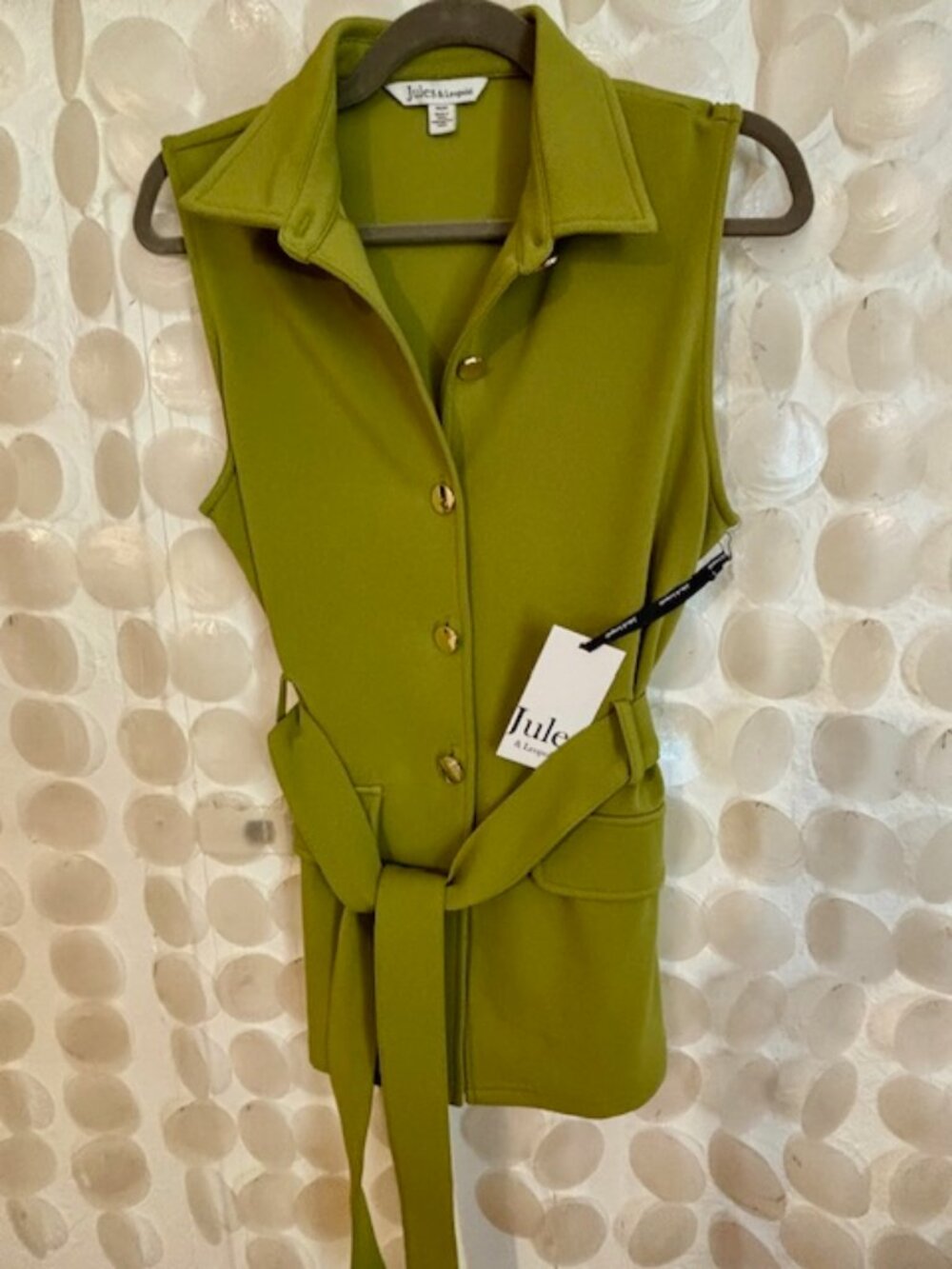 NWT Jules & Leopold Sleeveless Belted Vest in Lime Green Medium